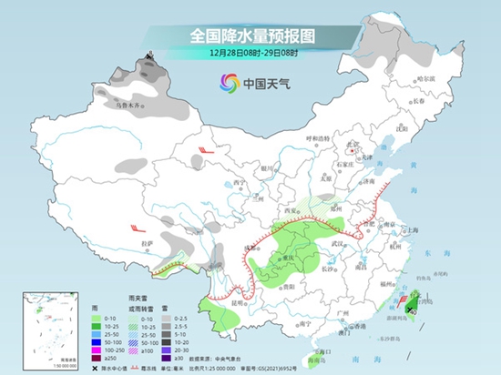 12月28日华北黄淮等地迎今冬以来最强雾和霾过程 中东部雨雪短暂增多                    