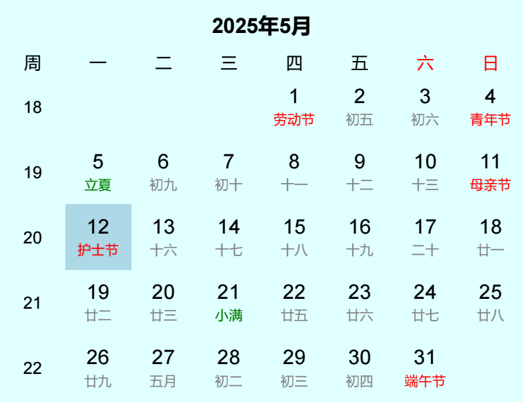 2025年护士节是几月几日